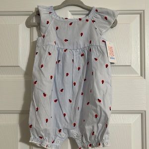 COPY - Carter’s Ladybug Blue Stripped snap one piece